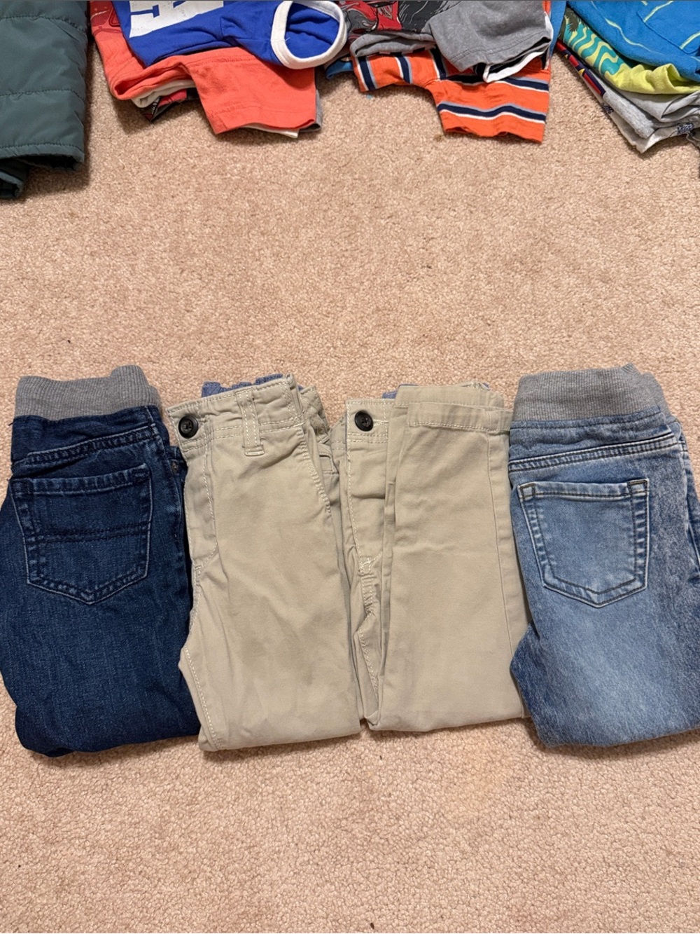 Kids Neutral Jogger Jeans & Chino Pants - Denim Blue & Khaki